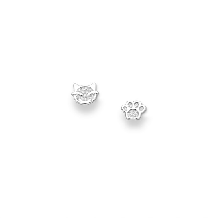 Cat & Paw Earrings Jewelled Fox